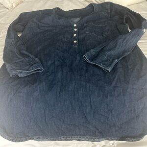 Express long sleeve 1/4 button women’s blue denim shirt dress